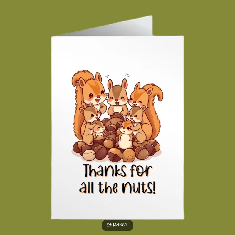 Free Printable Thank You Card: Funny Squirrel Acorn Hoard Downloadable Gift