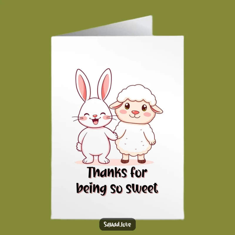 Free Printable Rabbit Sheep Thank You Card - Charming Downloadable Art for Gratitude