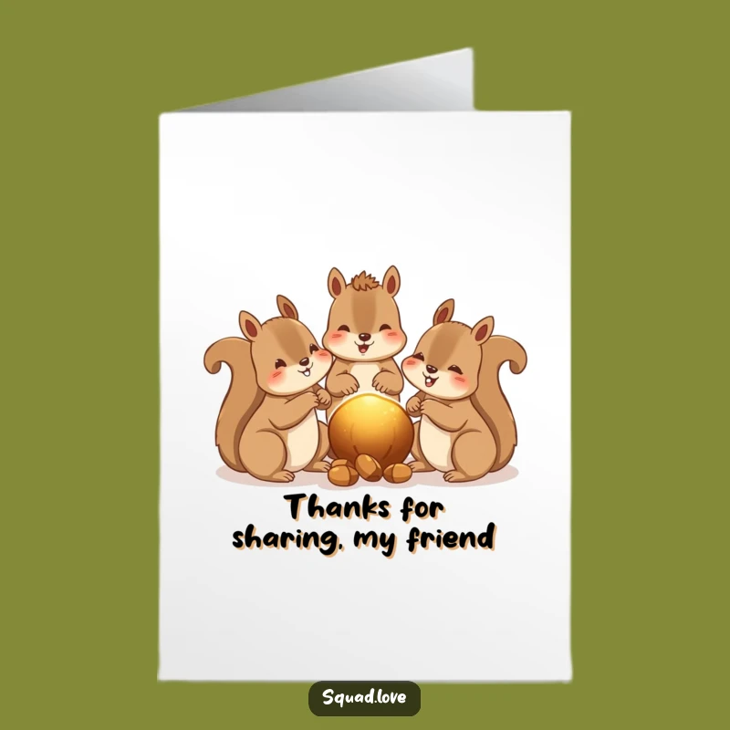 Free Printable Thank You: Happy Squirrels Sharing, Funny Downloadable Gift