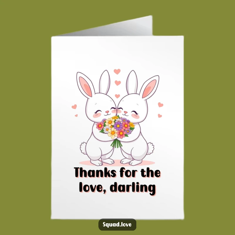 Free Printable Bunny Thank You Card: Cute Flower Exchange
