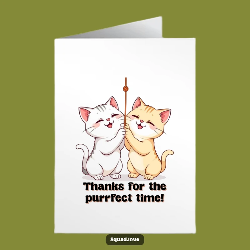 Free Printable Cat String Thanks Card - Playful Feline Appreciation Downloadable Greeting