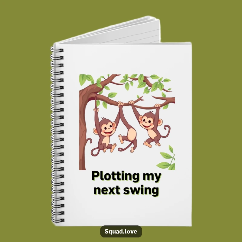 Funny Monkey Notebook - Playful Primate Swing Journal Gift