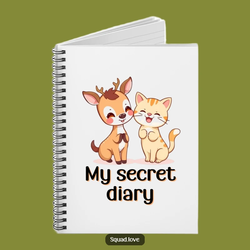 Kawaii Deer & Cat Notebook - Journal Your Cute Secrets
