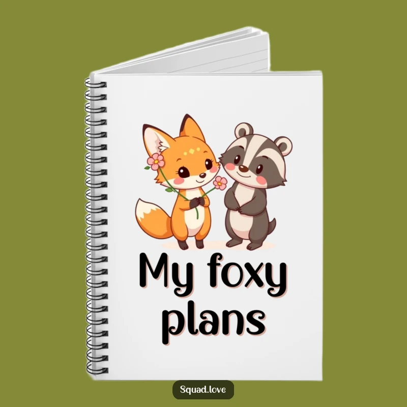 Funny Fox & Badger Flower Notebook - Cute Journal for Nature Inspired Notes
