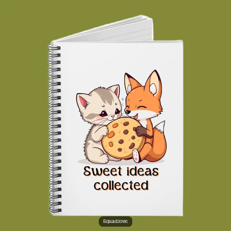 Funny Kitten & Fox Cookie Notebook: Playful Friends Share Treat, Creative Funny Gift