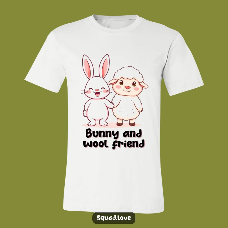 Funny Rabbit & Sheep Holding Hands T-Shirt - Cute Friendship Apparel