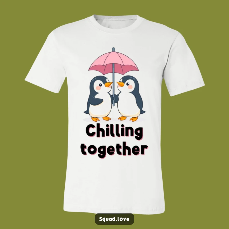 Funny Penguin Umbrella T-Shirt - Playful & Giggling Tee