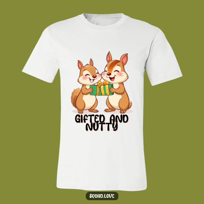 Funny Squirrel Chipmunk Gift T-Shirt - Cheerful Friends Exchanging Presents - Great Gift