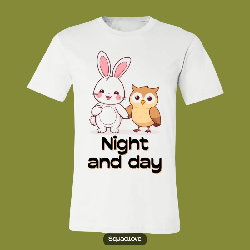 Funny Kawaii Bunny & Owl T-Shirt - Unexpected Pals, Perfect Funny Gift