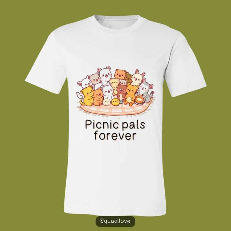 Funny Kawaii Animals Picnic T-Shirt - Joyful Gathering Apparel
