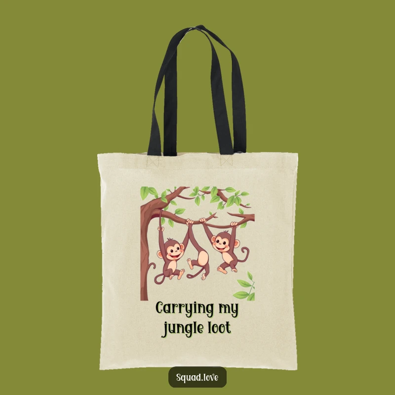 Funny Monkey Swing Tote Bag - Playful Primate Reusable Gift Bag