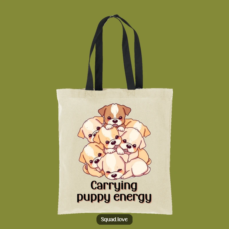Funny Puppy Pile Tote Bag - Playful Dogs Accessory - Perfect Gift