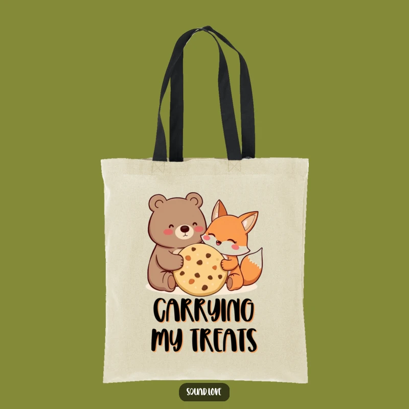 Funny Bear Fox Cookie Tote Bag: Joyful Friends Sharing - Practical Gift