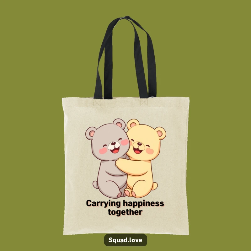 Funny Kawaii Bears Tote Bag - Adorable Hugging Friends Carryall