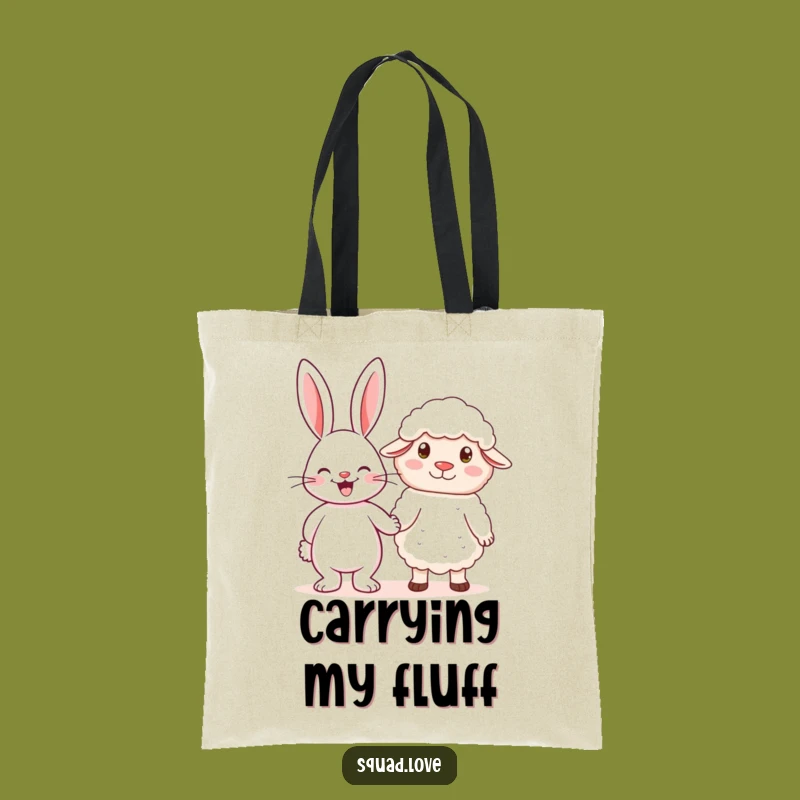 Funny Rabbit & Sheep Holding Hands Tote Bag - Charming Gift for Kindred Spirits
