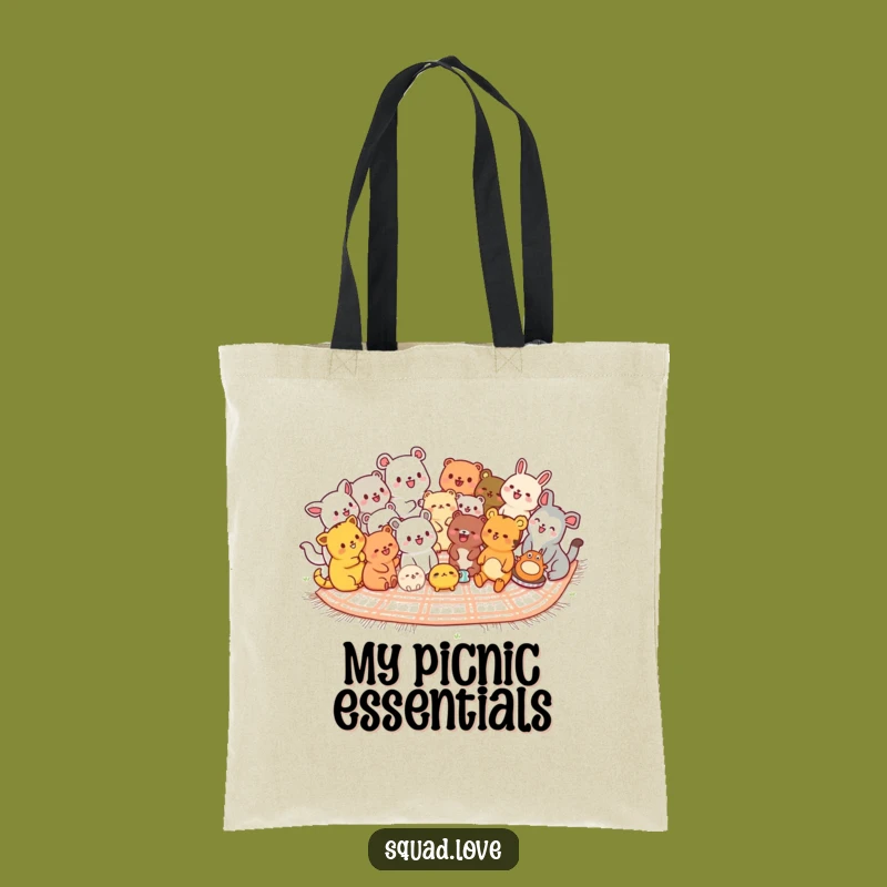 Funny Kawaii Animals Tote Bag - Cheerful Picnic Carryall
